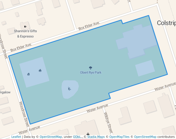 walking in Obert Rye Park map in Colstrip