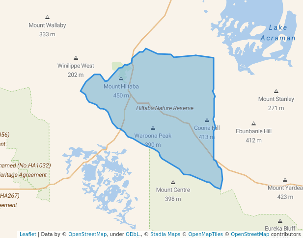 walking in Hiltaba Nature Reserve map in Hiltaba