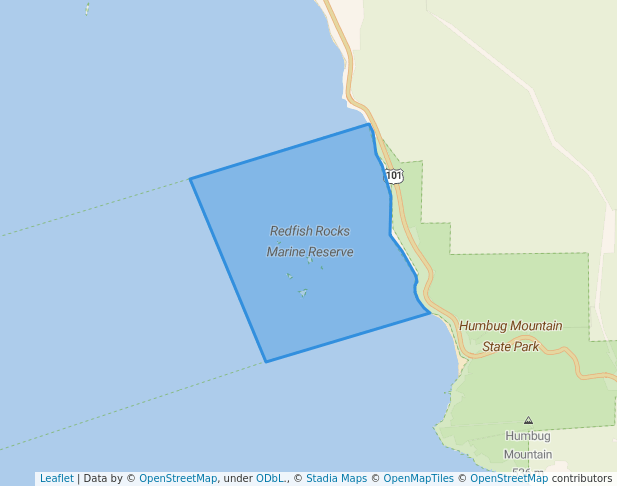 walking in Redfish Rocks Marine Reserve map in Port Orford