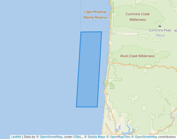walking in Cape Perpetua Seabird Protection Area map in Searose Beach
