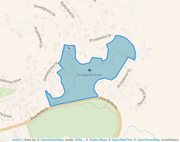 walking in Prospector Park map in Colstrip