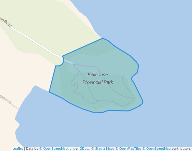 walking in Bellhouse Provincial Park map in Galiano Island