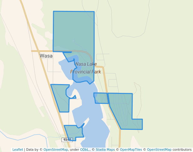 walking in Wasa Lake Provincial Park map in Wasa