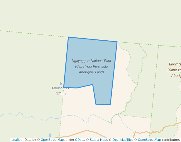 walking in Ngaynggarr National Park (Cape York Peninsula Aboriginal Land) map in Degarra