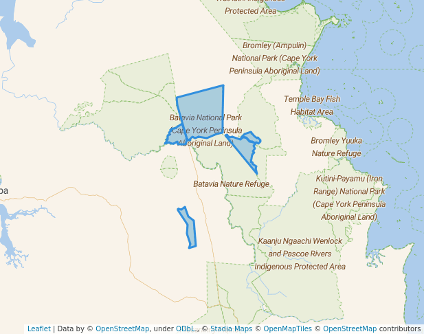 walking in Batavia National Park (Cape York Peninsula Aboriginal Land) map in Nanum