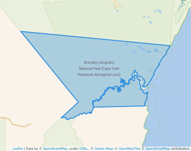walking in Bromley (Ampulin) National Park (Cape York Peninsula Aboriginal Land) map in Nanum