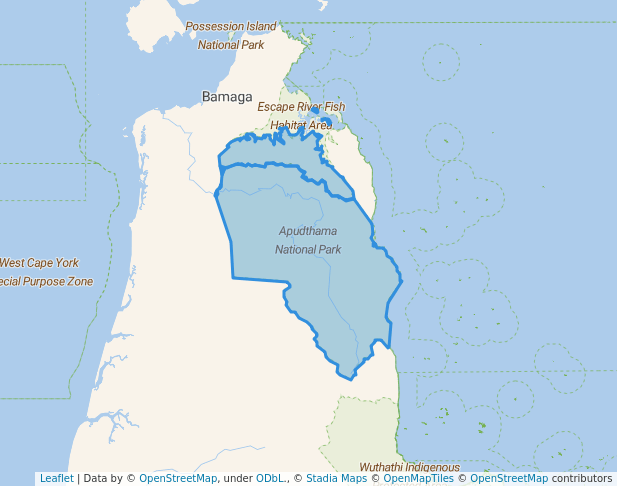 walking in Jardine River National Park map in Nanum