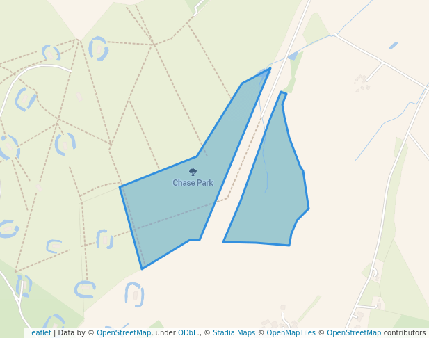 walking in Chase Park map in Yardley Hastings