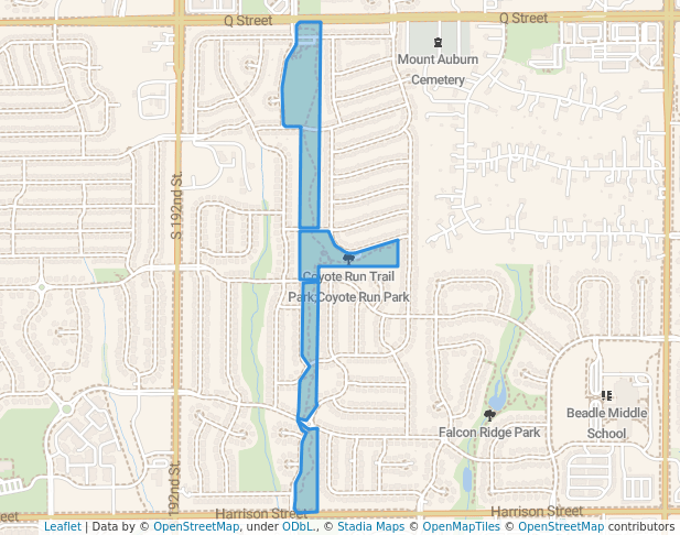 walking in Coyote Run Trail Park;Coyote Run Park map in Omaha