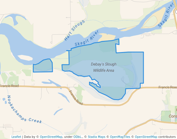 walking in Debay's Slough Wildlife Area map in Mount Vernon