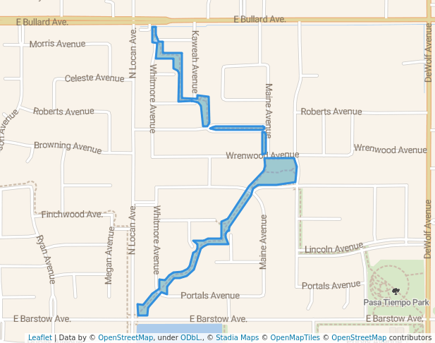 walking in Pasa Tiempo North Park map in Clovis