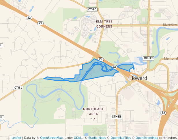 walking in Pamperin Park map in Howard