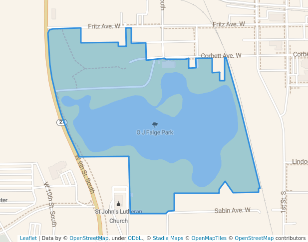 walking in O J Falge Park map in Ladysmith