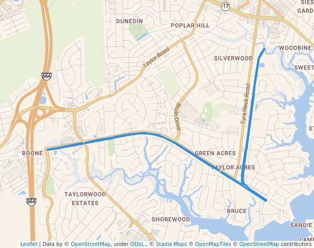 walking in Western Branch Trail map in Chesapeake