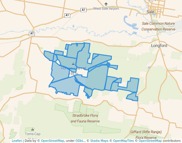 walking in Holey Plains State Park map in Lake Wellington