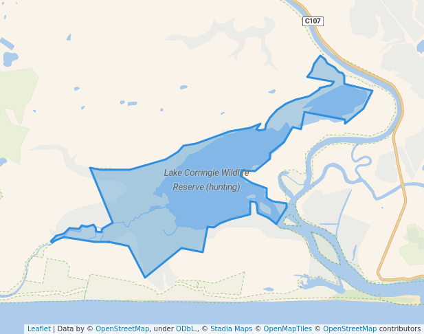 walking in Lake Corringle Wildlife Reserve (hunting) map in Corringle