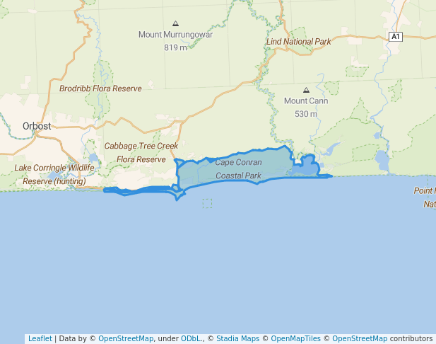 walking in Cape Conran Coastal Park map in Bemm River