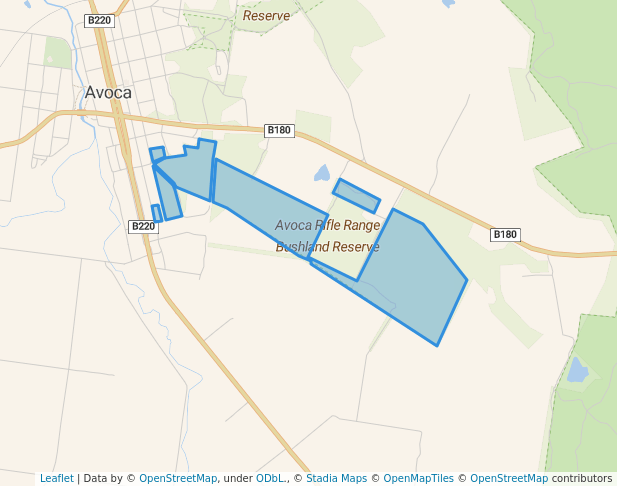 walking in Avoca Rifle Range Bushland Reserve map in Avoca
