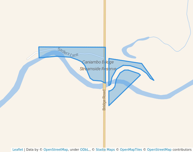 walking in Caniambo Bridge Streamside Reserve map in Kialla