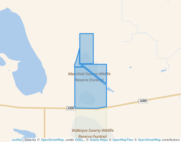 Mansfield Swamp Wildlife Reserve (hunting) in Carag Carag | Map and Routes