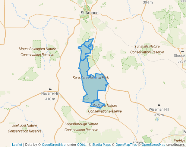 walking in Kara Kara National Park map in Gooroc