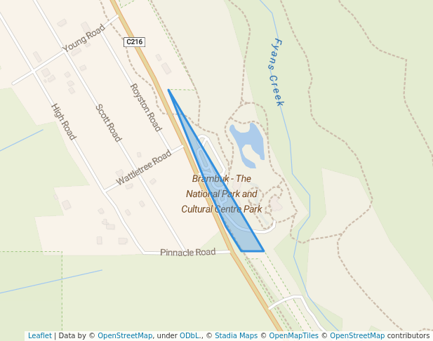 walking in Brambuk - The National Park and Cultural Centre Park map in Pomonal
