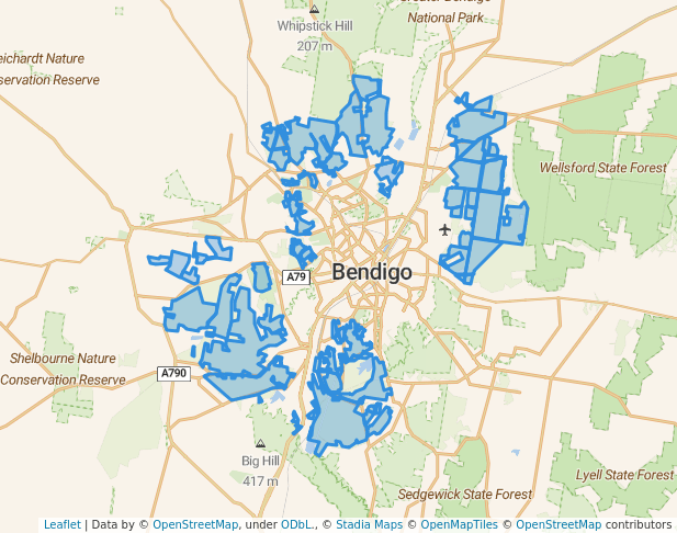 walking in Bendigo Regional Park map in Bendigo