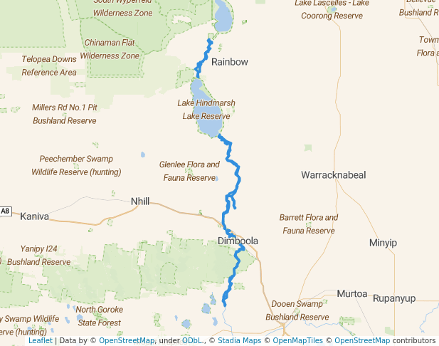 walking in Wimmera River Heritage Area Park map in Dimboola