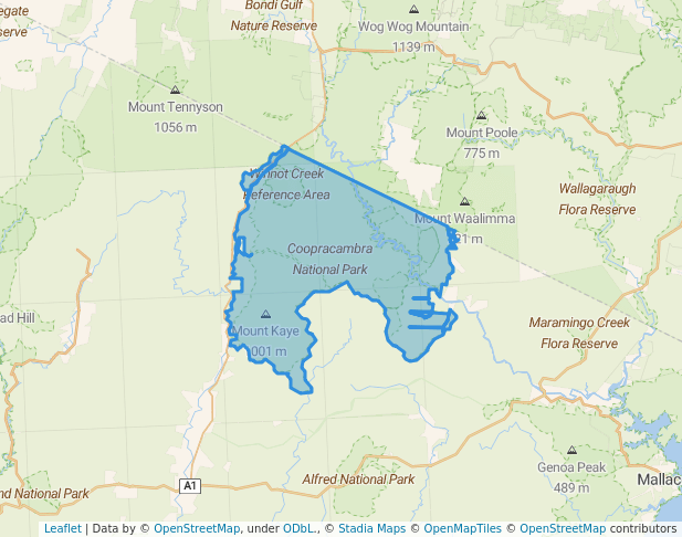walking in Coopracambra National Park map in Buldah