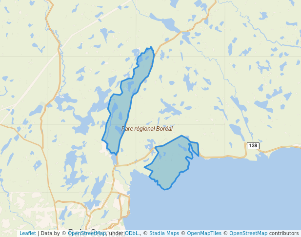 walking in Parc régional Boréal map in Baie-Comeau