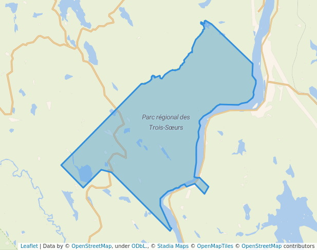 walking in Parc régional des Trois-Sœurs map in La Tuque