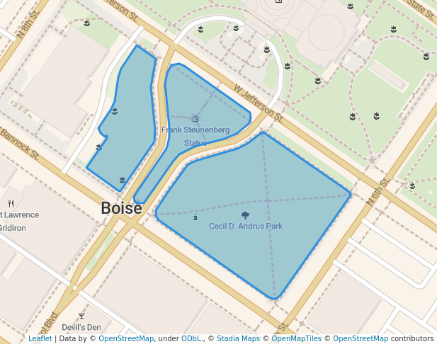 walking in Cecil D. Andrus Park map in Boise