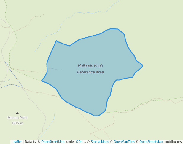 walking in Hollands Knob Reference Area map in Nelse
