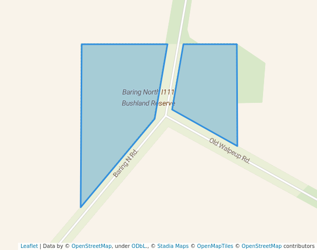walking in Baring North I111 Bushland Reserve map in Patchewollock