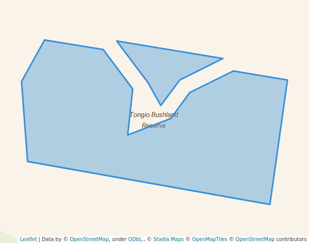 walking in Tongio Bushland Reserve map in Bindi