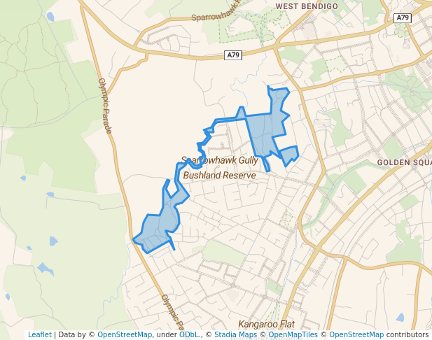 walking in Sparrowhawk Gully Bushland Reserve map in Bendigo