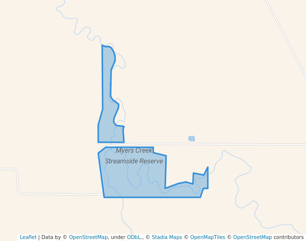 walking in Myers Creek Streamside Reserve map in Eaglehawk