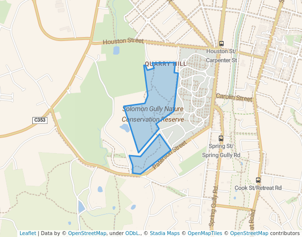 walking in Solomon Gully Nature Conservation Reserve map in Bendigo