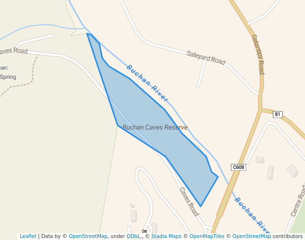 walking in Buchan Caves Reserve map in Yalmy