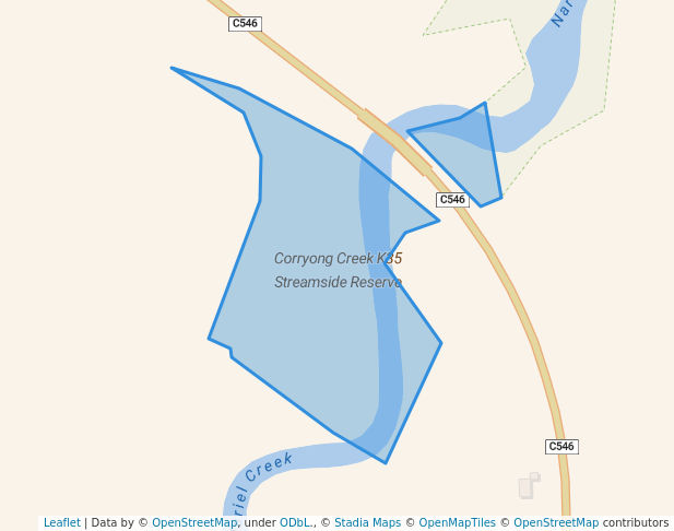 walking in Corryong Creek K35 Streamside Reserve map in Towong