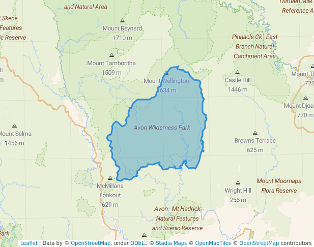 walking in Avon Wilderness Park map in Maffra