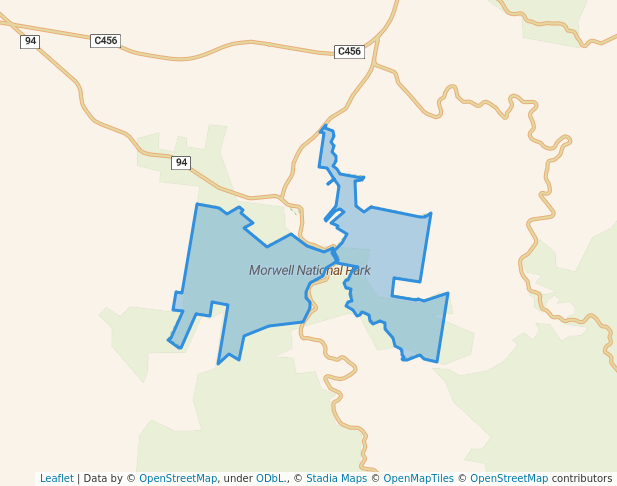 walking in Morwell National Park map in Jumbuk