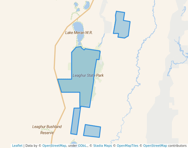 walking in Leaghur State Park map in Appin