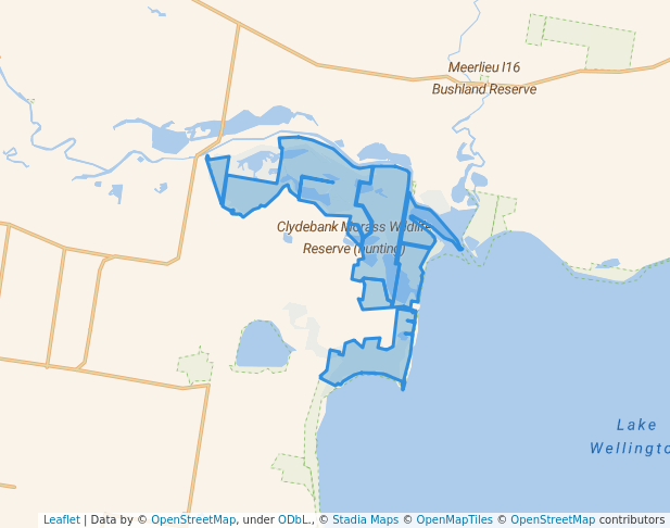 walking in Clydebank Morass Wildlife Reserve (hunting) map in Lake Wellington