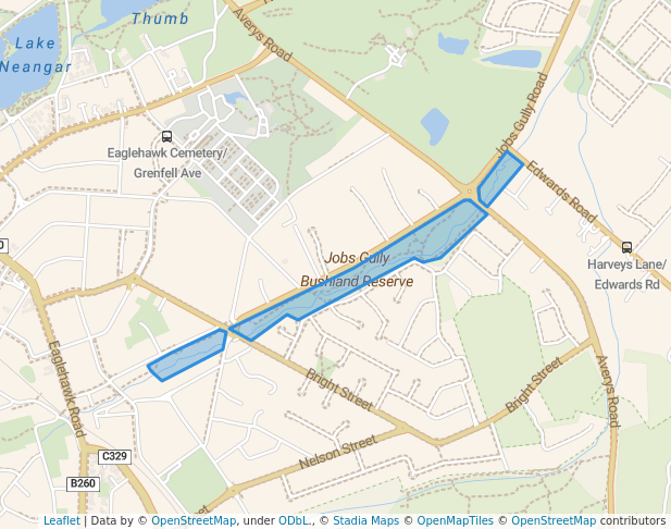 walking in Jobs Gully Bushland Reserve map in Eaglehawk