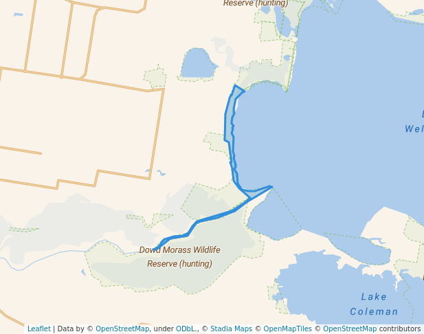 walking in Andrew Bay - Grebe Bay Gippsland Lakes Reserve map in Lake Wellington