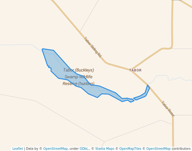 walking in Tabor (Buckleys) Swamp Wildlife Reserve (hunting) map in Tabor