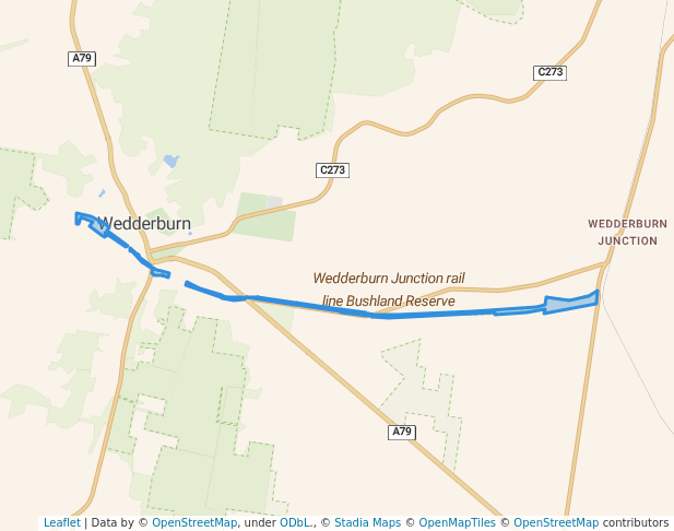 walking in Wedderburn Junction rail line Bushland Reserve map in Mysia