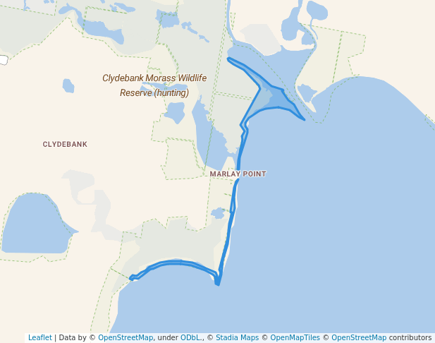 walking in Clydebank Frontage Gippsland Lakes Reserve map in Lake Wellington