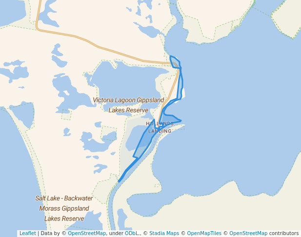 walking in Hollands Landing Gippsland Lakes Reserve map in Waterford